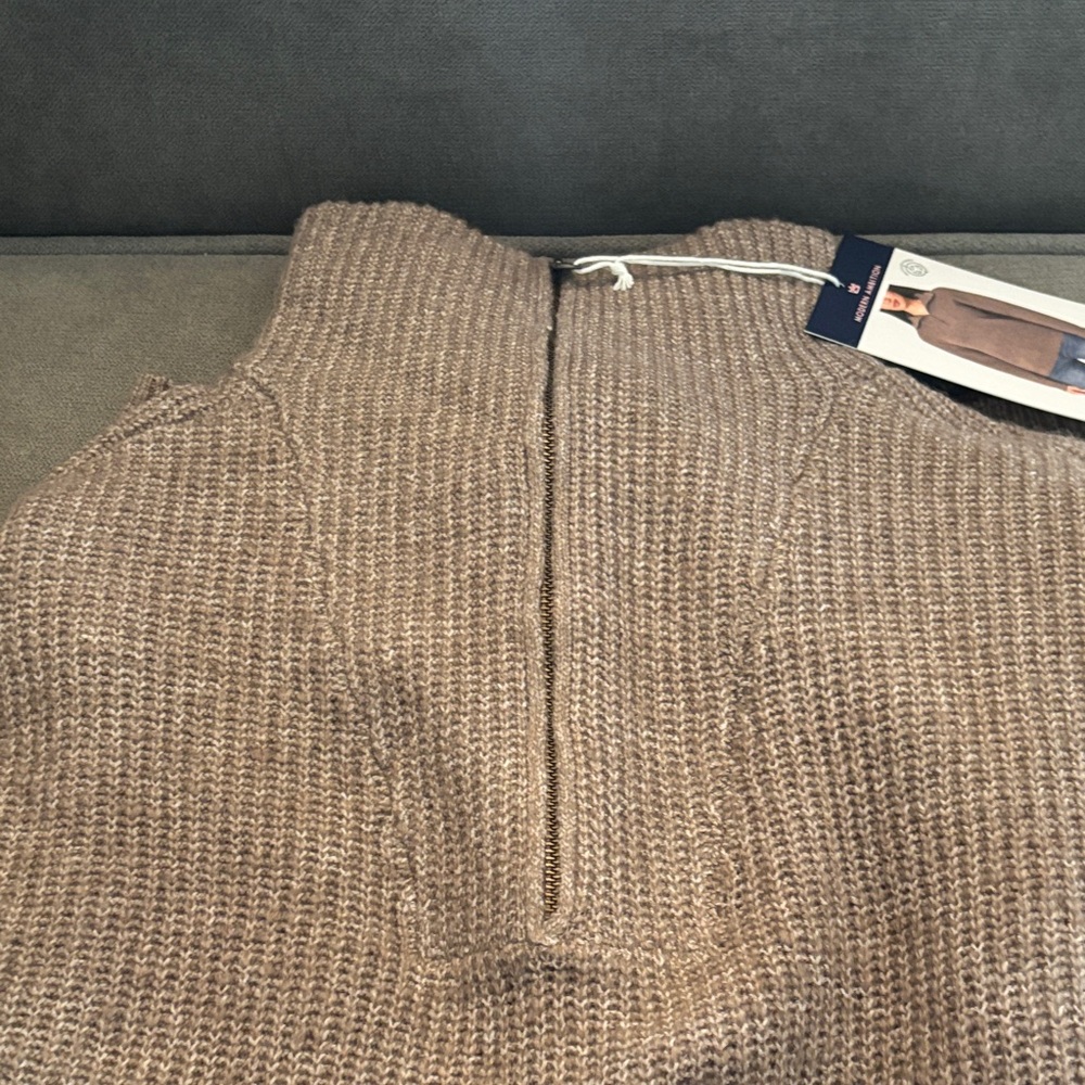 Knit Quarter-Zip Sweater in Brown Womens - Picture 5 of 9